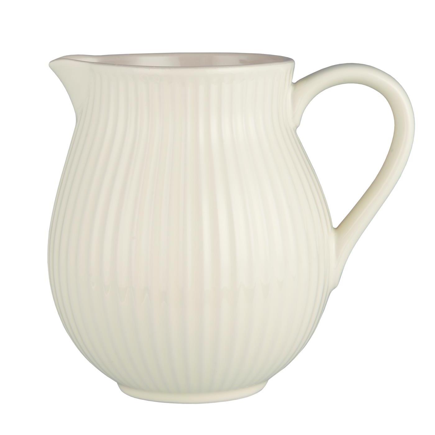 Hvid stentøjskande med hank.