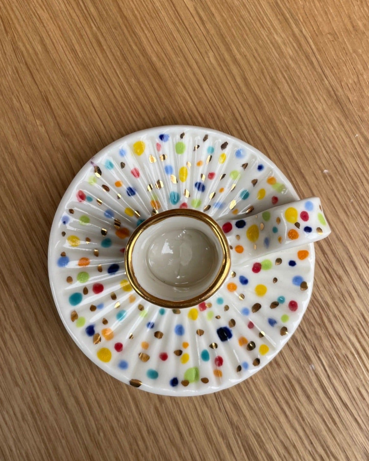 Kammer lysestage med prikker og guld - Butik Alrum