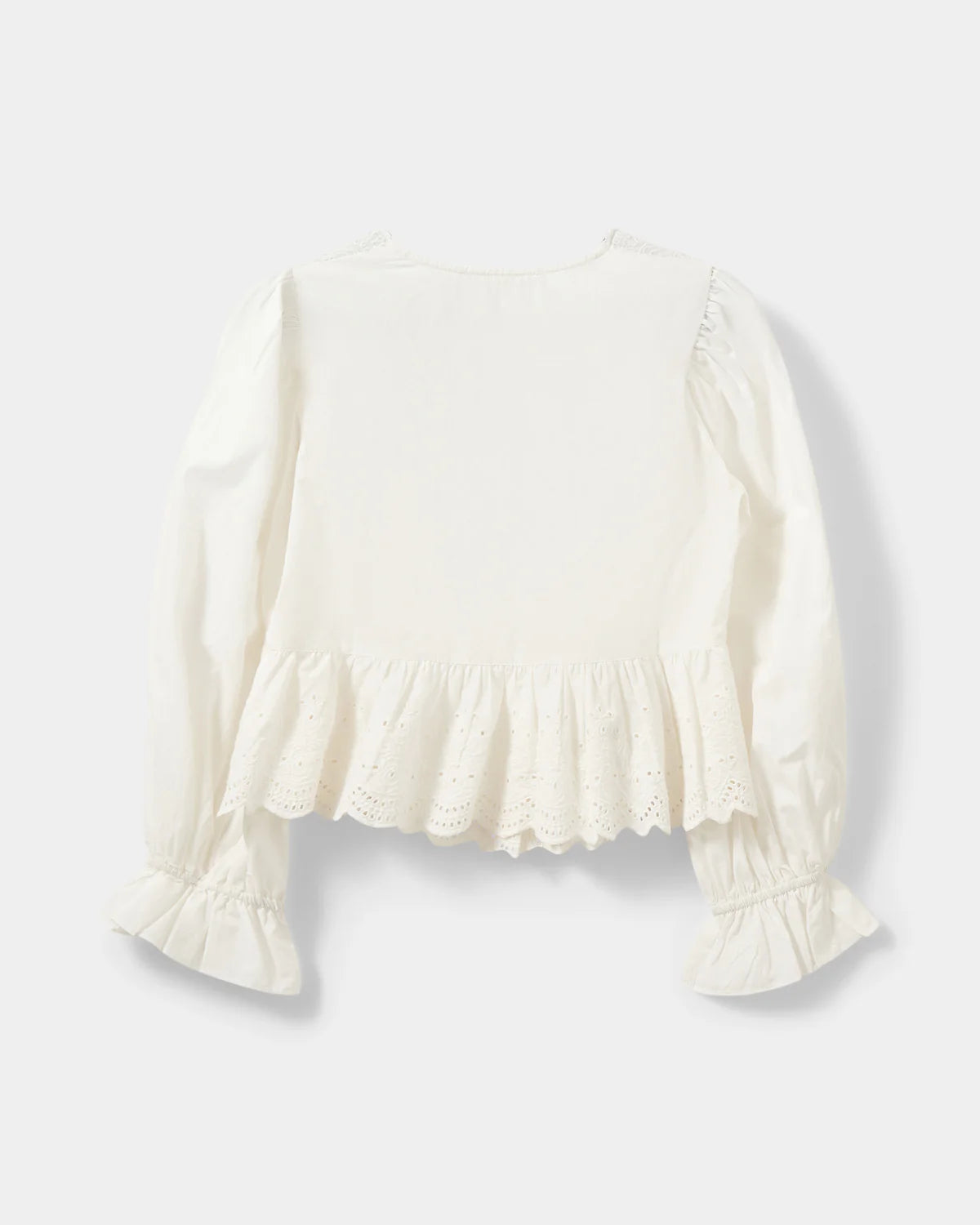 ARIASW broderet Anglaise skjorte i off white med flæsedetaljer og peplum-kant – butikalrum.dk | butikalrum.dk
