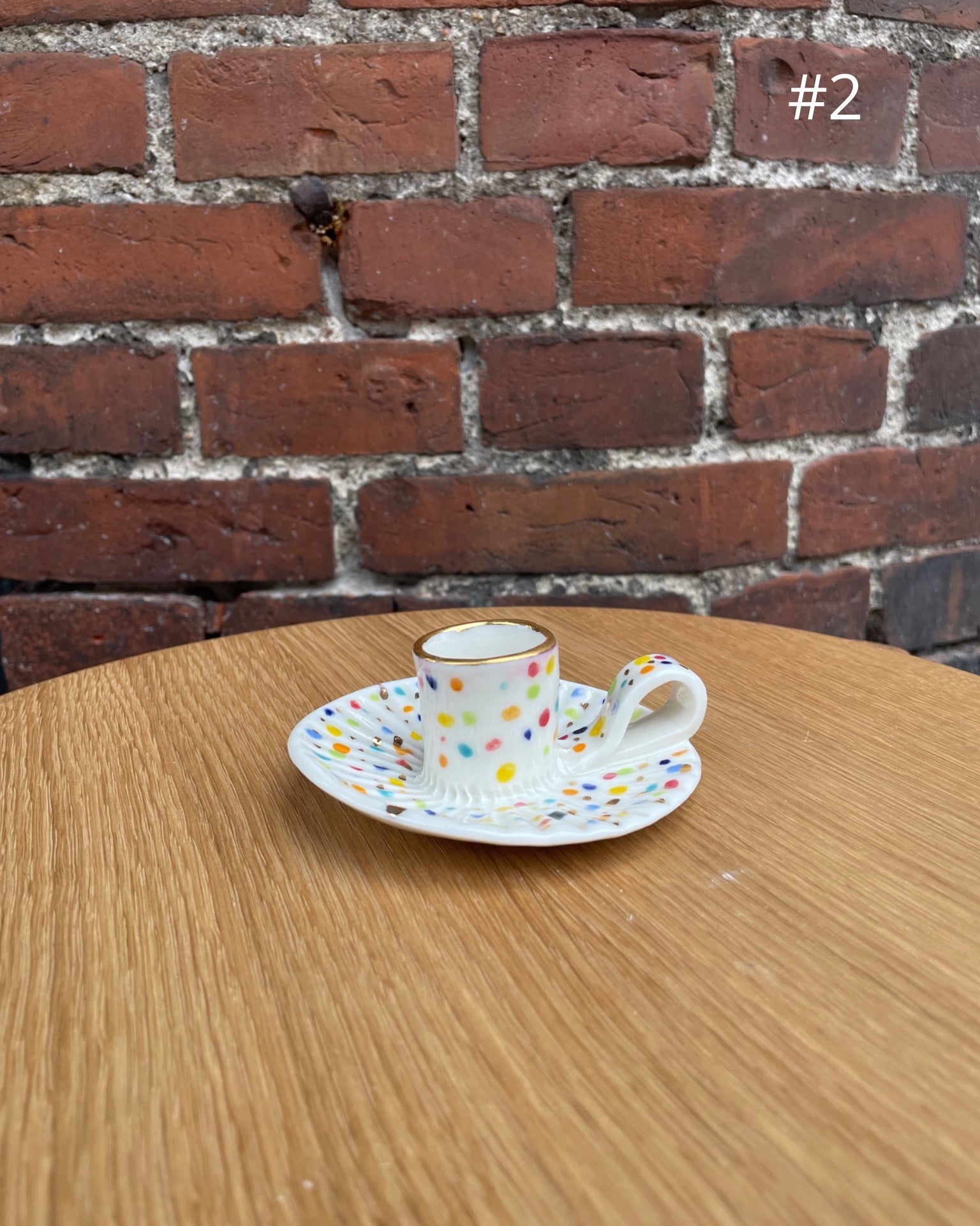 Kammer lysestage med prikker og guld - Butik Alrum