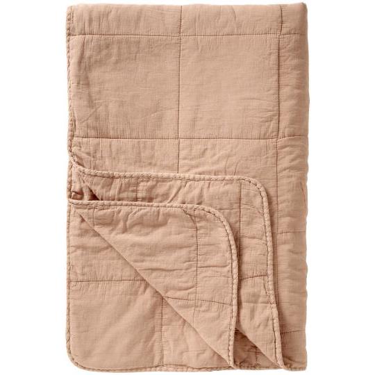 Blød bomuldsquilt i farven Burned Rose med stenvasket finish og autentisk vintage-look, 130x180 cm