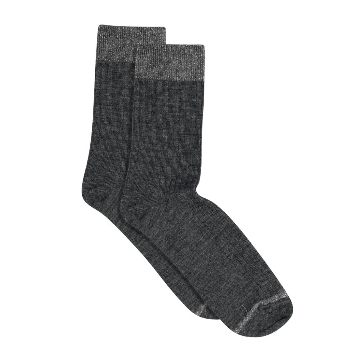 Køb bløde uldstrømper med glimmer i Dark Grey Melange fra MPwoman hos Butikalrum.dk – temperaturregulerende merinould