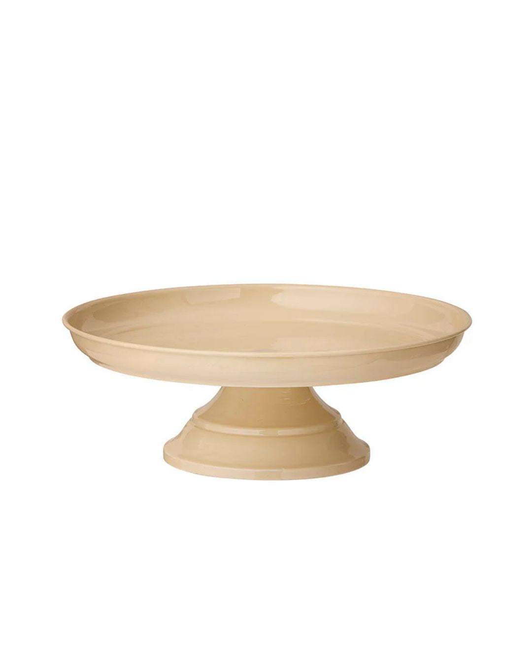 Kagefad i metal med cremefarvet emaljering, slidstærk og modstandsdygtig, perfekt til kager og snacks.