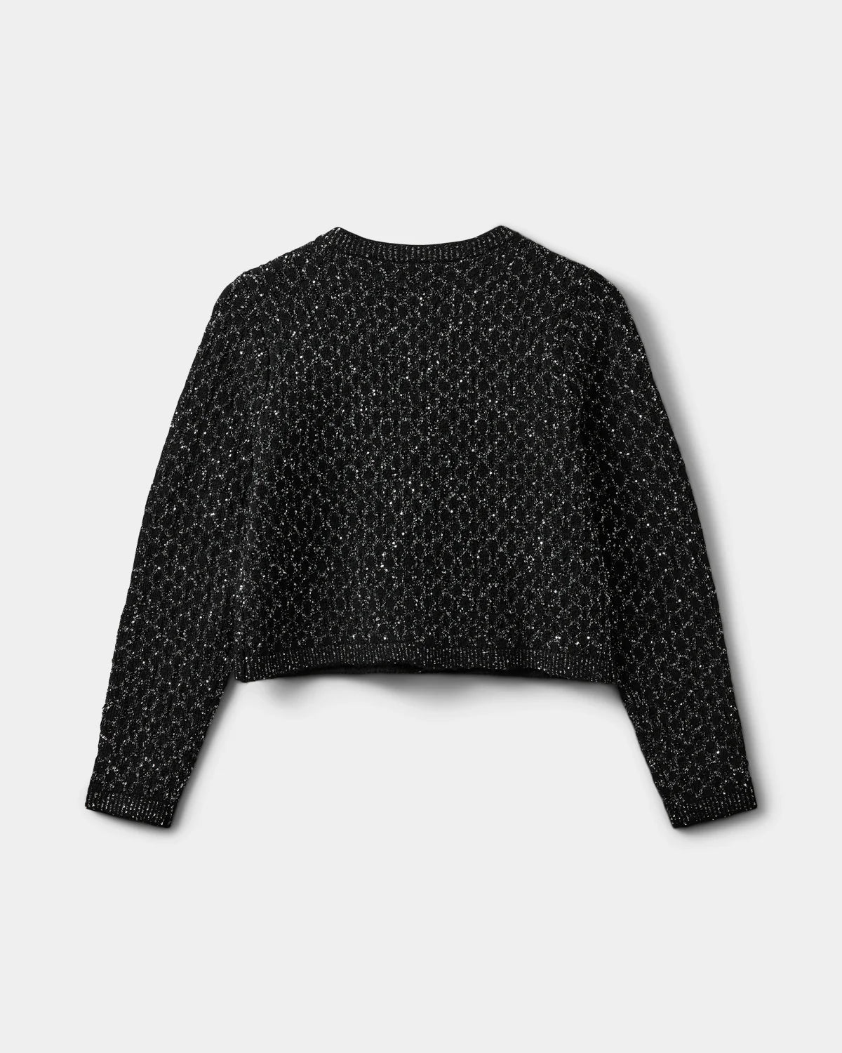 Køb CARNETSW cardigan i black glitter fra Sofie Schnoor hos butikalrum.dk – strikket cardigan med sølvknapper og pailletmønster
