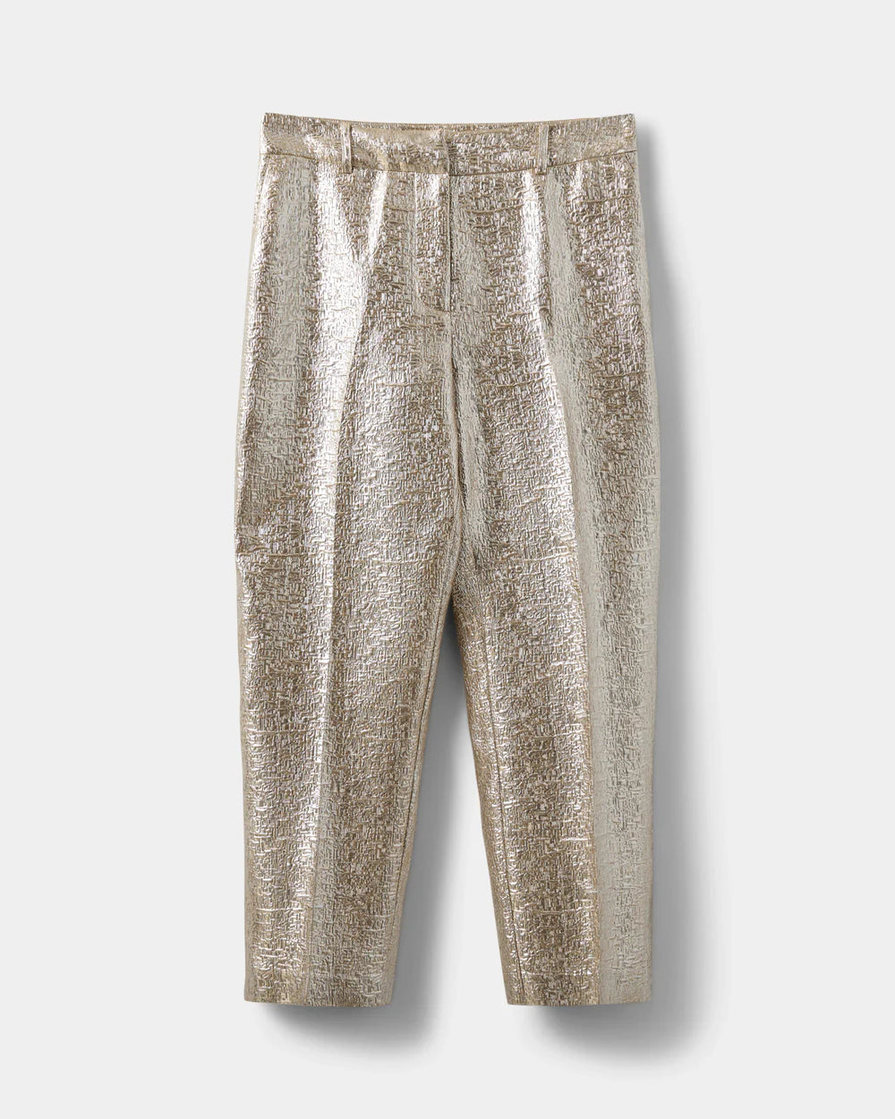 Guldfarvede bukser fra Sofie Schnoor med metallisk finish – perfekte til fest og nytår, køb hos butikalrum.dk