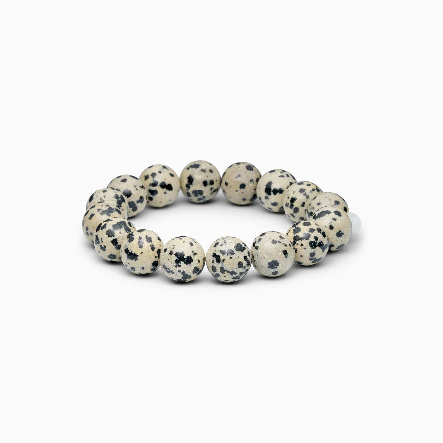 Chunky dalmatiner jaspis stretch armbånd fra Soï Copenhagen i 18k guldbelagt sterlingsølv med store naturlige sten