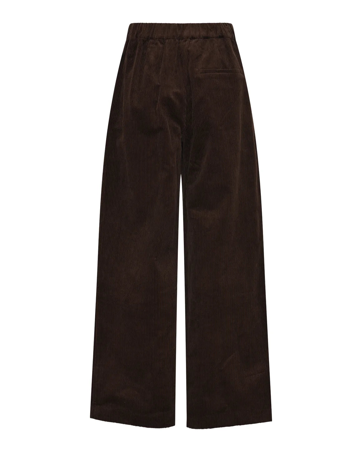 Connie Pants Corduroy fra LA RŌUGE i Dark Brown, elegante fløjlsbukser med vide ben og læg i 100% bomuld – køb hos butikalrum.dk.