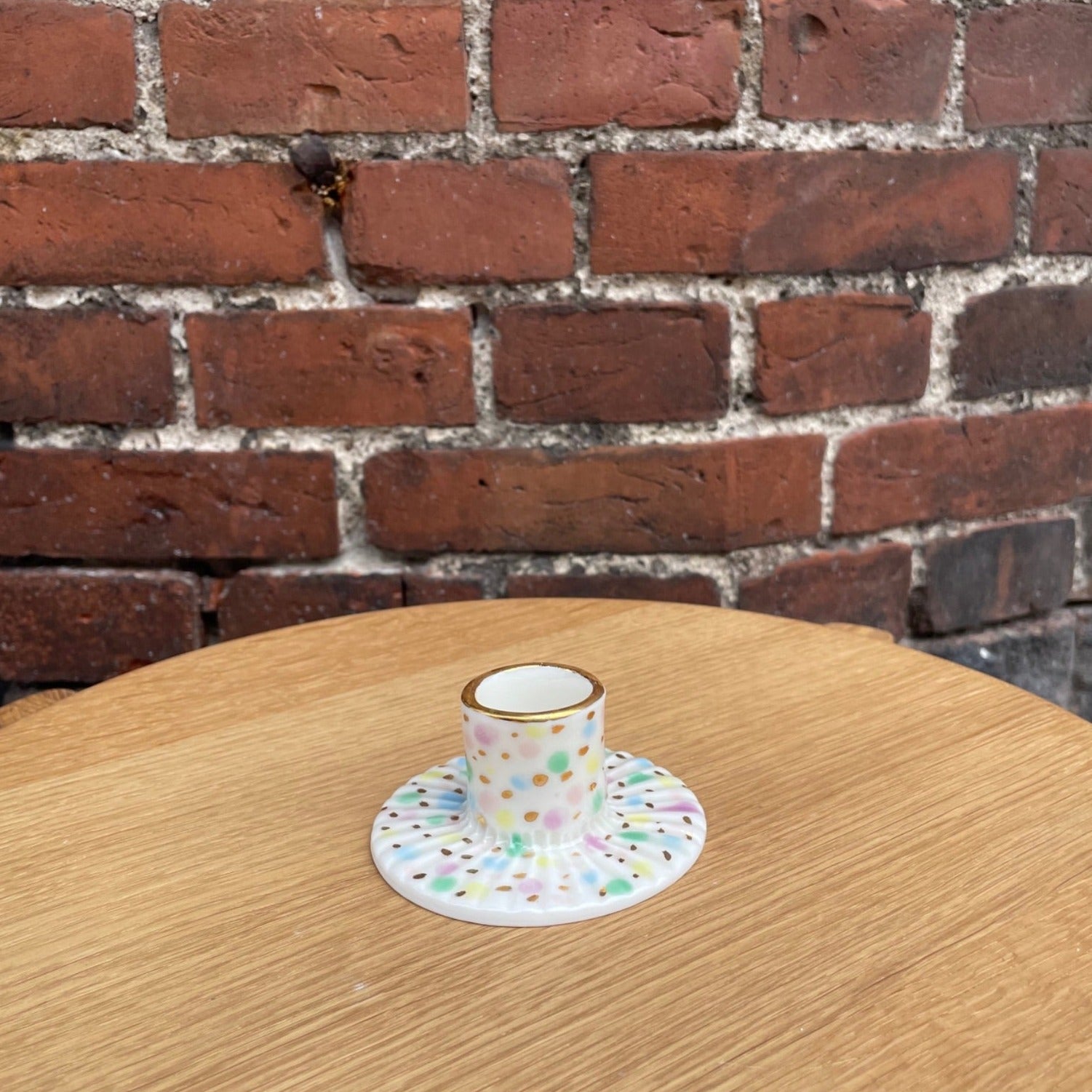 Lysestage med prikker og guld - Pastel - Butik Alrum