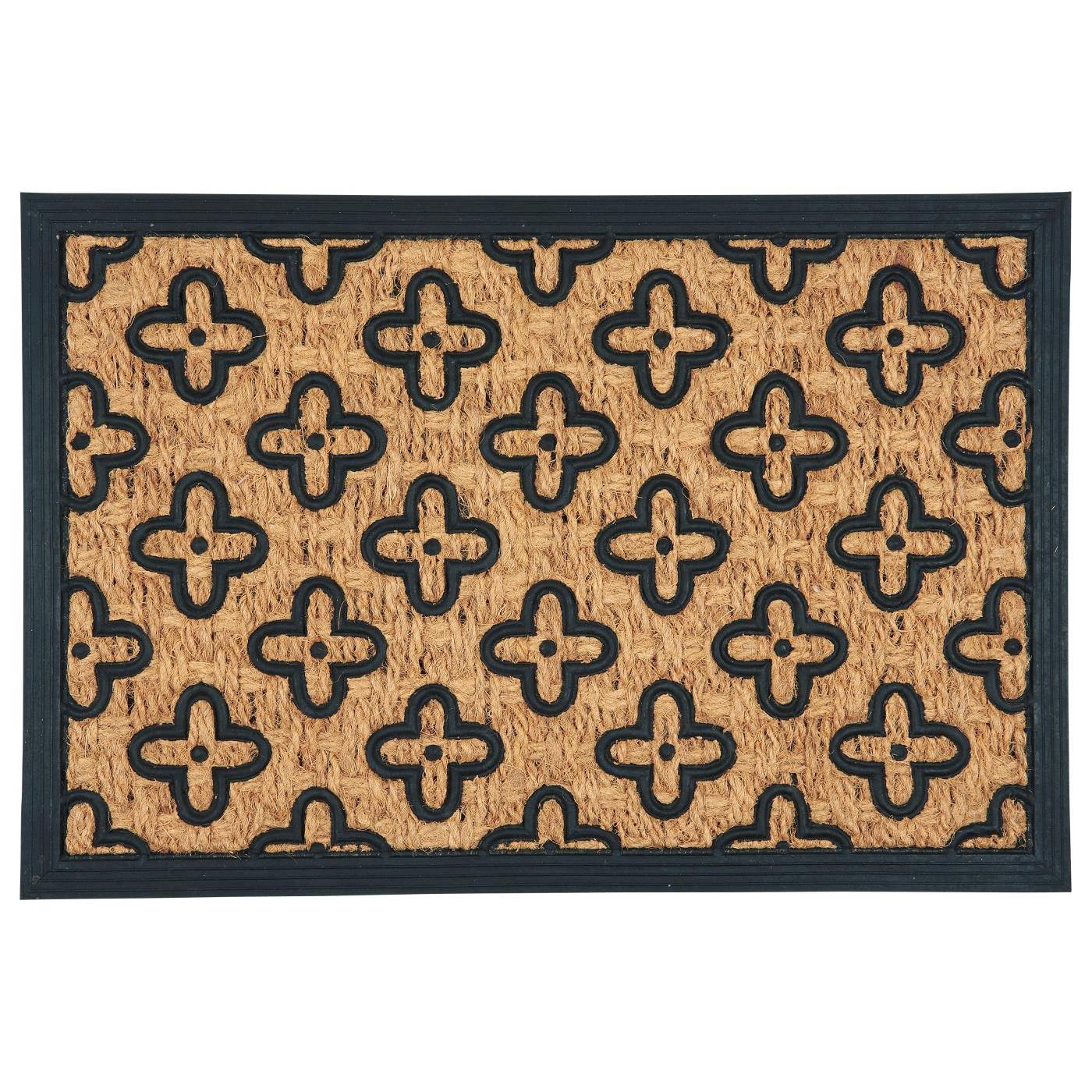 Dørmåtte i kokos med blomsterdesign – butikalrum.dk | butikalrum.dk