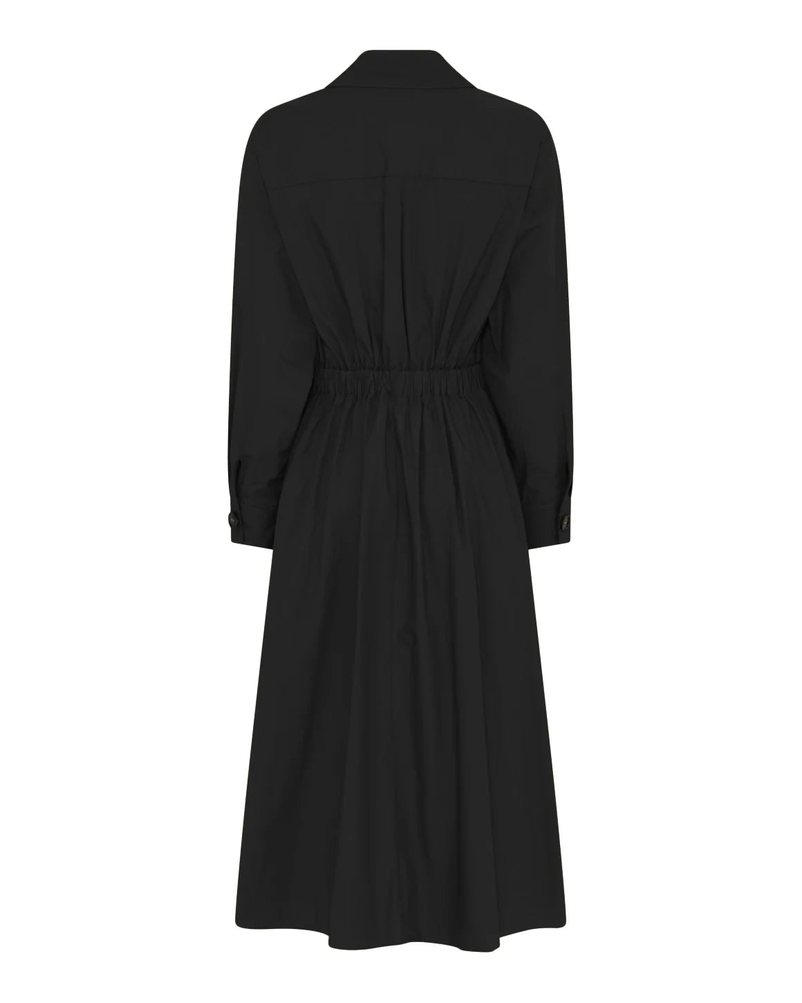 Pia Dress set bagfra – sort skjortekjole med klassisk snit