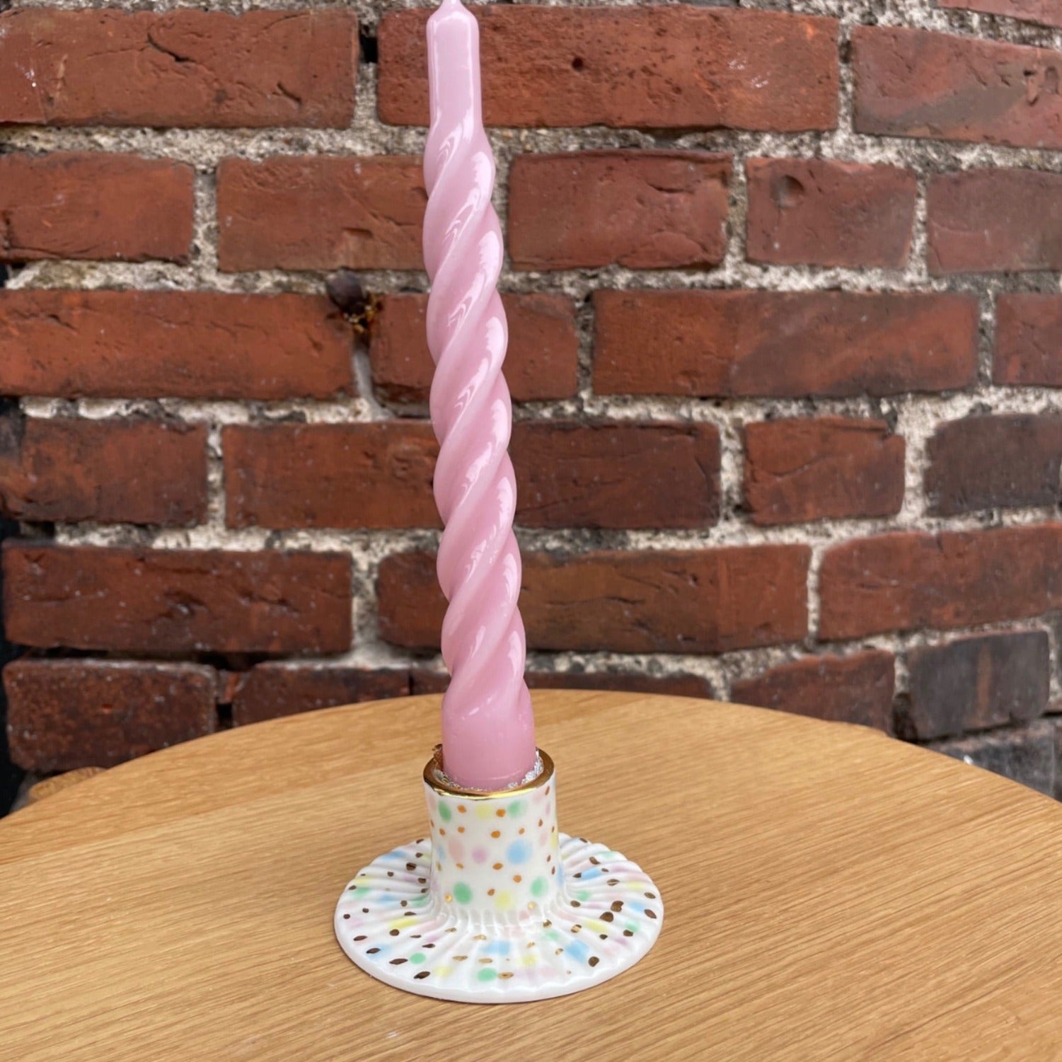 Lysestage med prikker og guld - Pastel - Butik Alrum