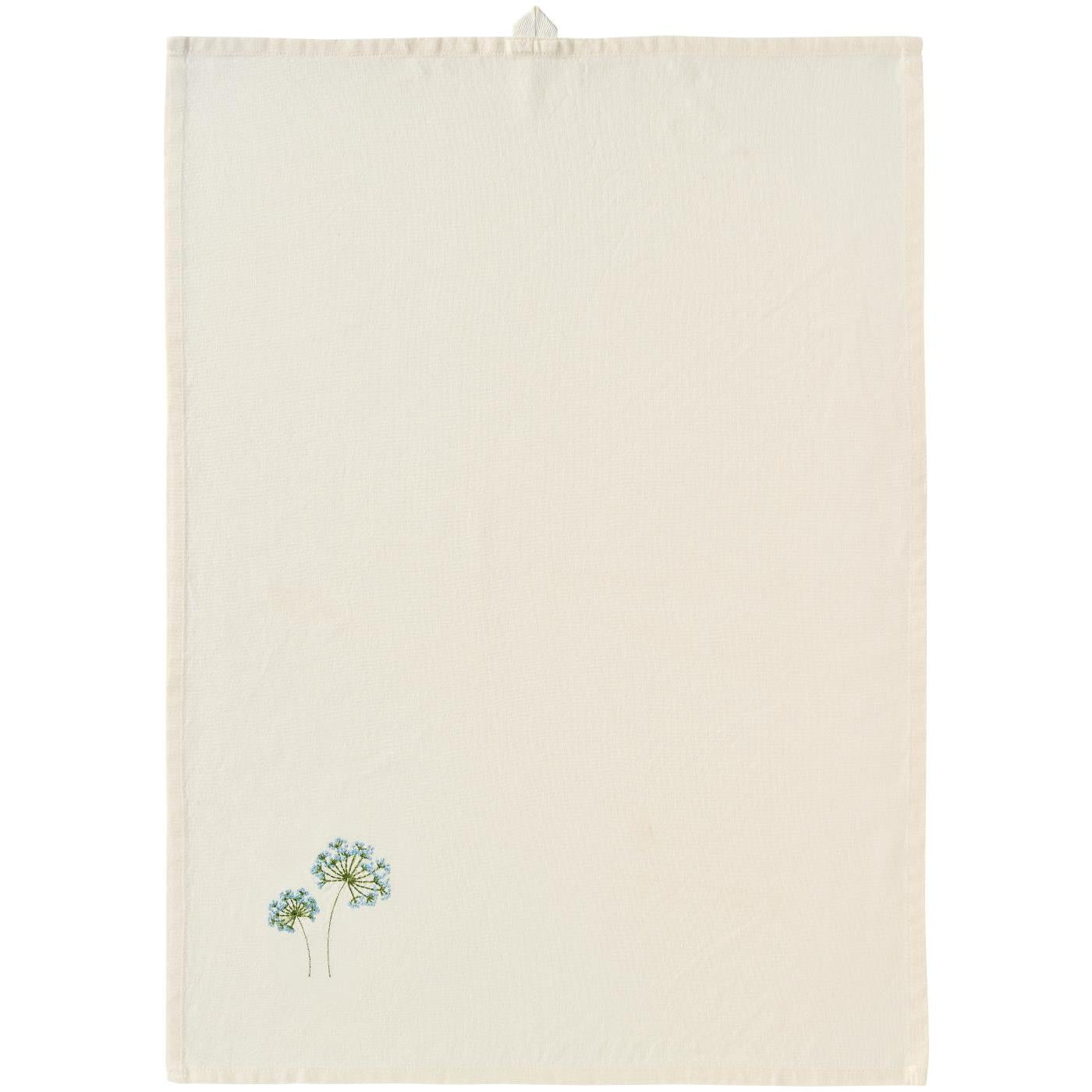 Viskestykke Flora 50x70 cm i butter cream med blå skærmblomst – køb hos butikalrum.dk
