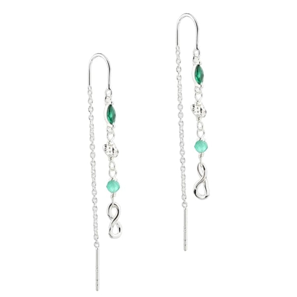 Green Garden Thread ørering i sølv med grøn agate, grønne zirkonia og uendelighedstegn – køb hos butikalrum.dk