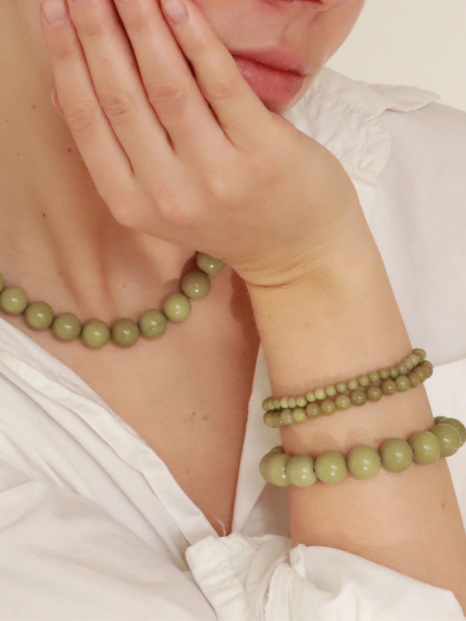 Petite Grøn Alashan Agat Stretch armbånd fra Soï Copenhagen – køb hos Butik Alrum