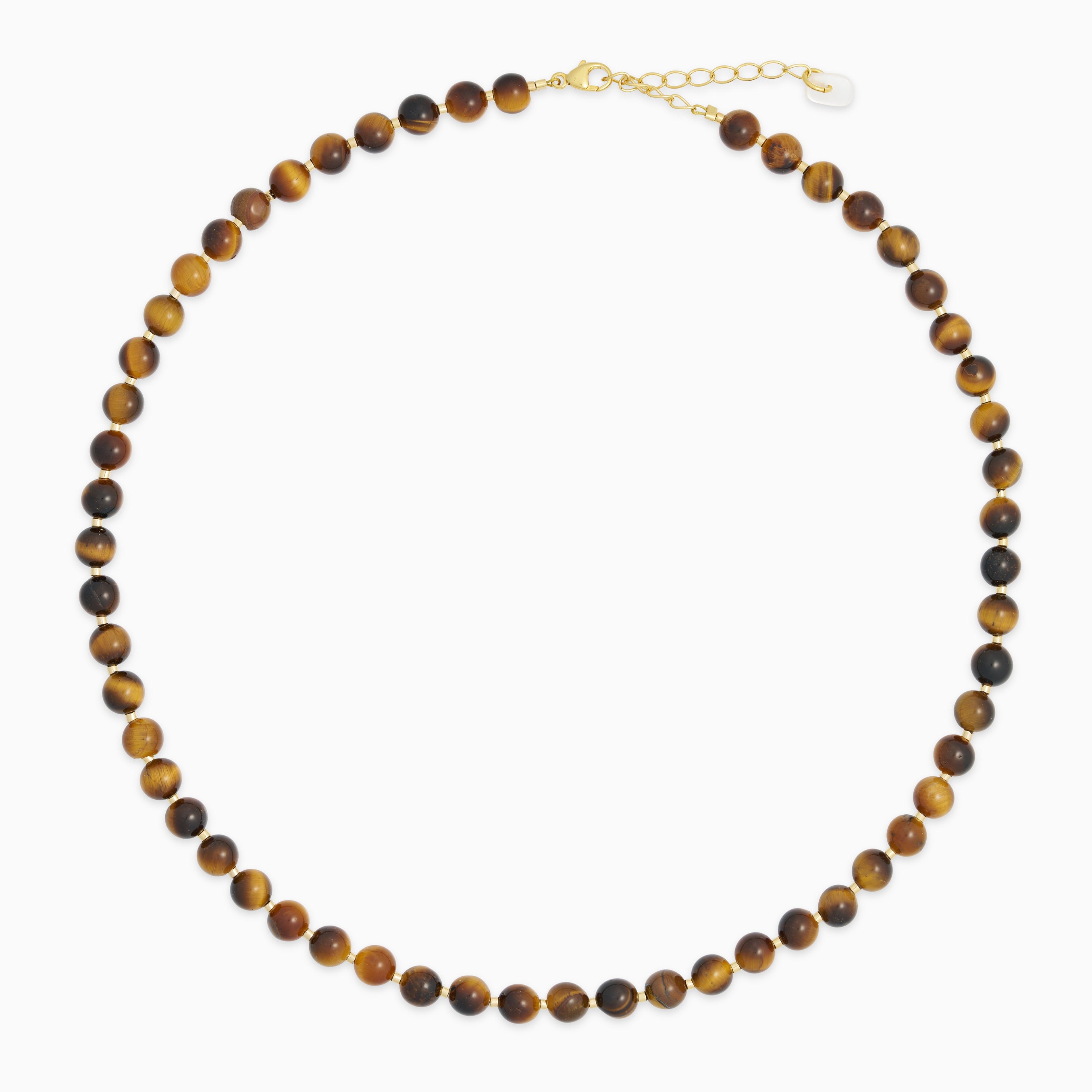 Tiger Eye krystal halskæden fra Soi med lukning i guld.