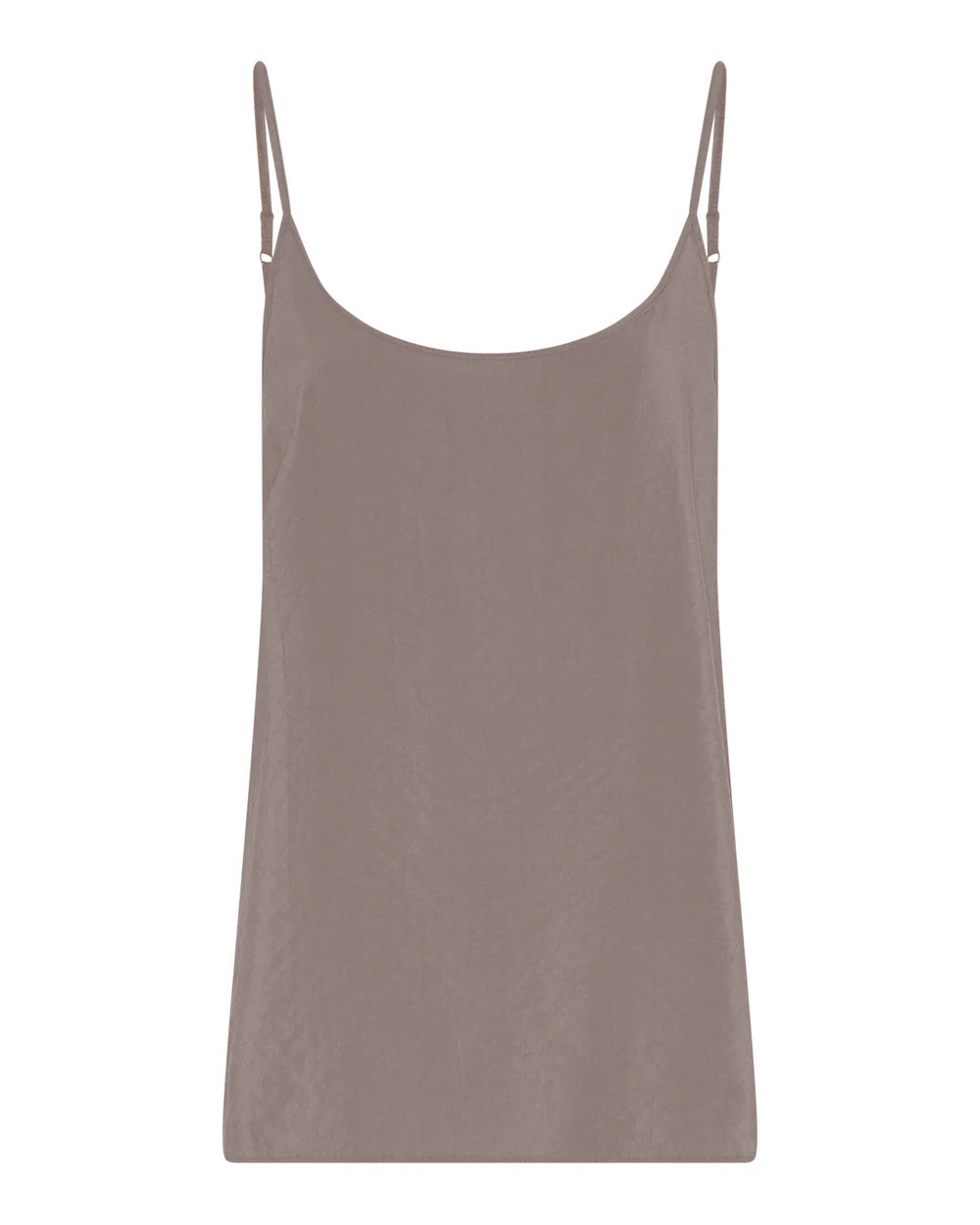 Hanoi strop top i viskose fra Frau i Morel Brown med justerbare tynde stropper og løs pasform | Køb hos butikalrum.dk