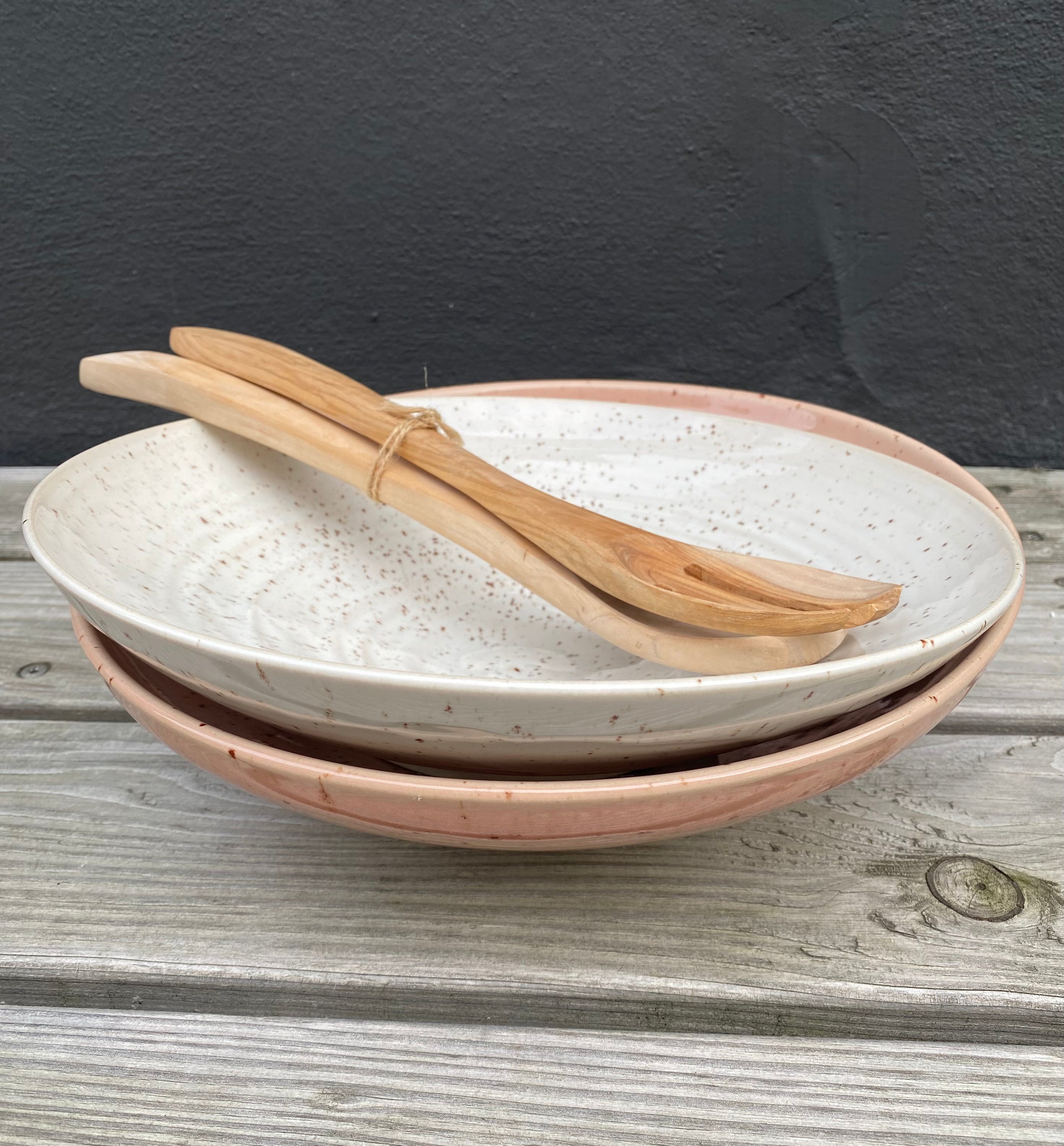 Stor skål - Pyrit hvid