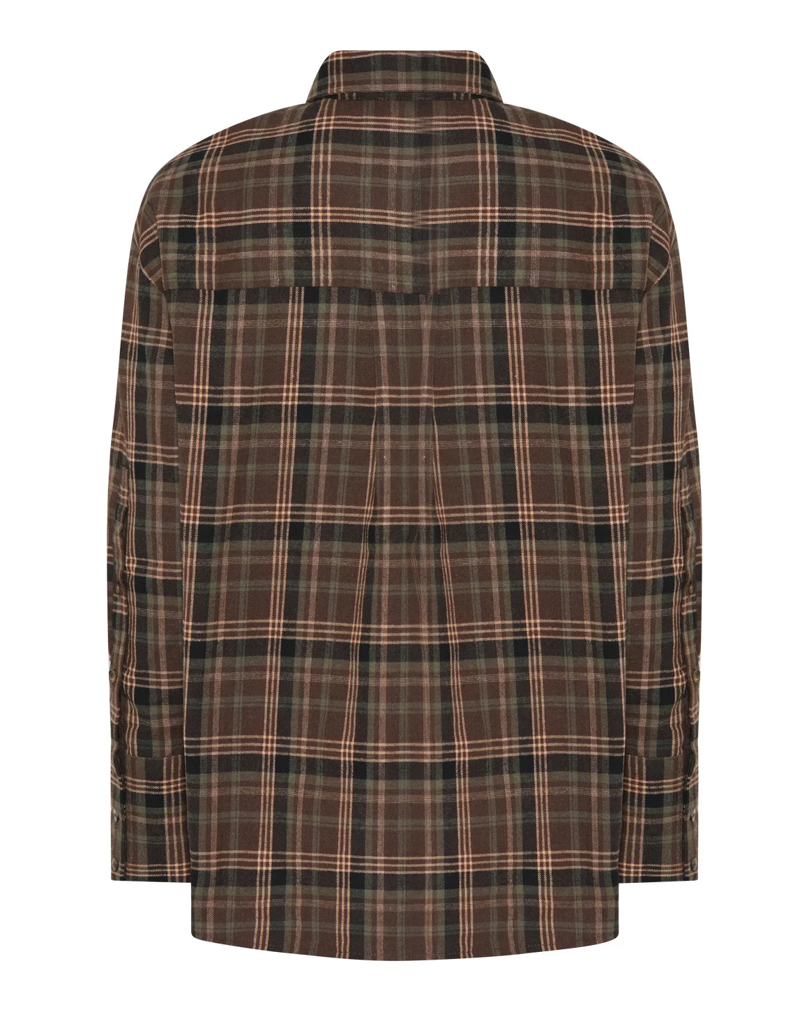 Isa Shirt fra La Rouge i Brown/Forest Check med ternet mønster, løs pasform og stor brystlomme – køb hos butikalrum.dk.