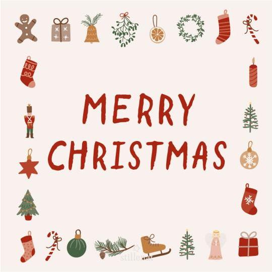 Serviet 16,5x16,5 cm med Merry Christmas og juleikoner, 20 stk/pk – perfekt til julebordet, B:33 x L:33 cm