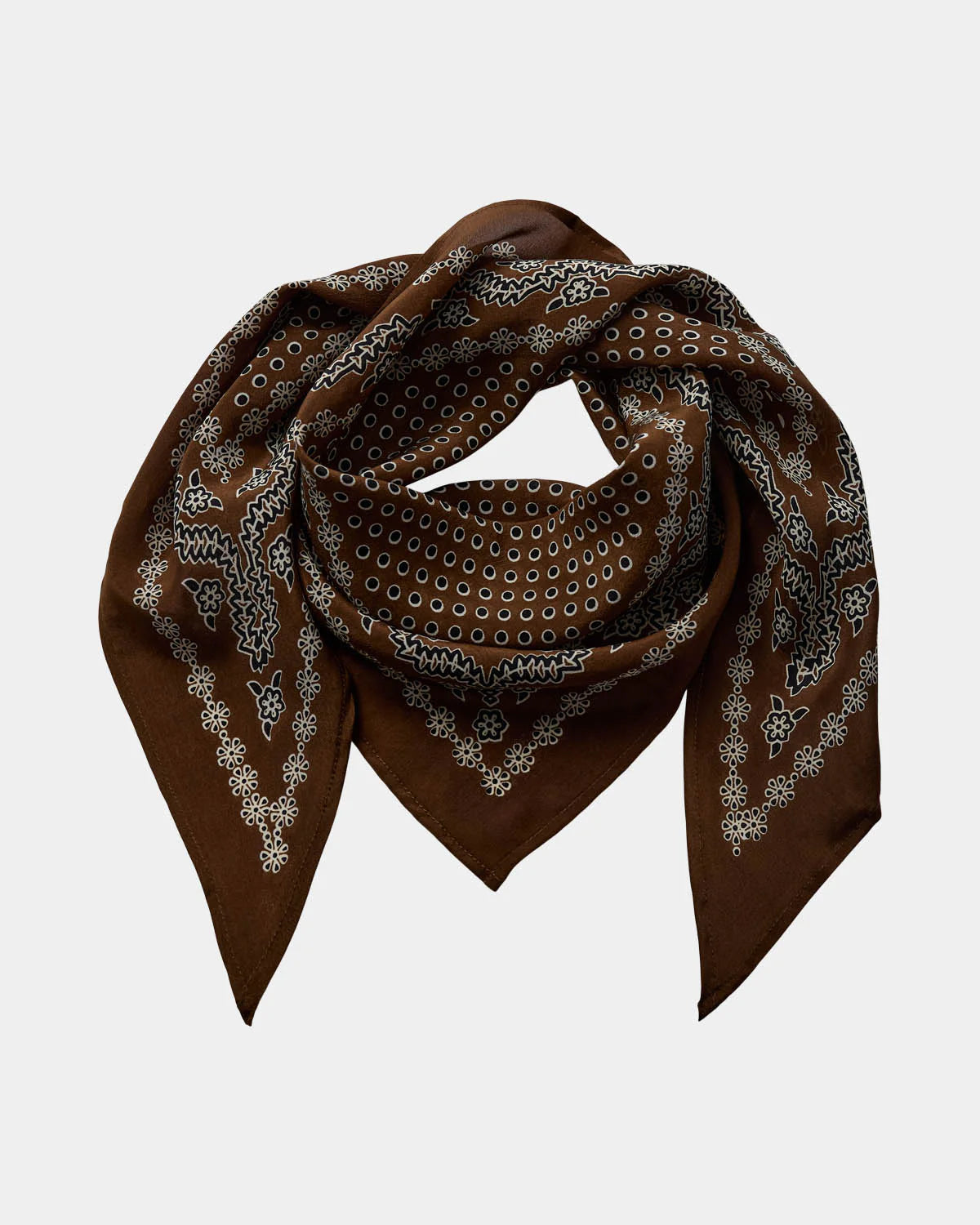 KARENSW silketørklæde fra Sofie Schnoor i Brown med blomster- og prikket print – køb hos butikalrum.dk.