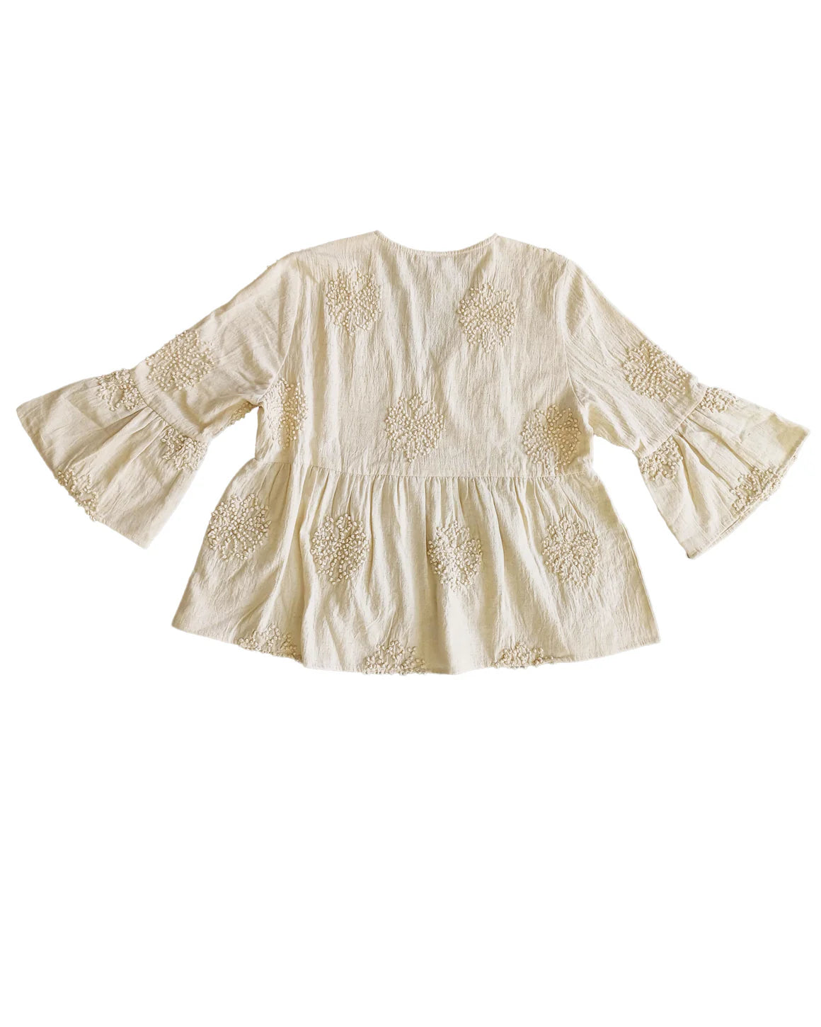 Karen Blouse – elegant damebluse i 100% bomuld med afrundet hals og bundflæser