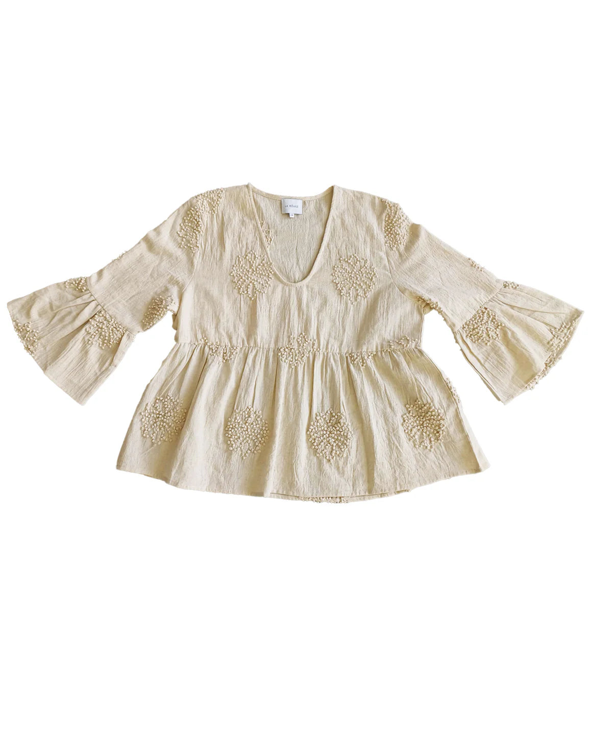 Karen Blouse – elegant damebluse i 100% bomuld med afrundet hals og bundflæser