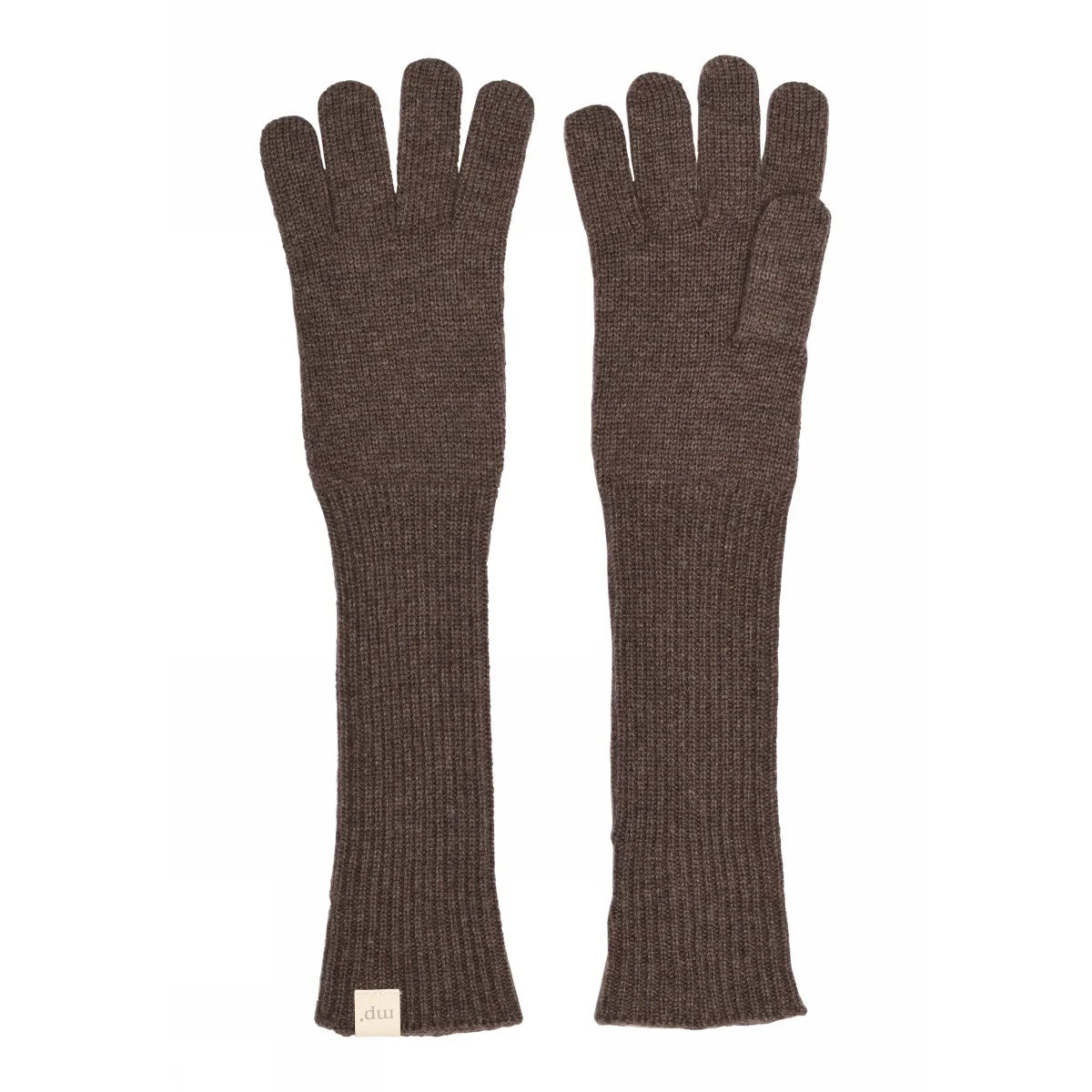 Køb lange strikhandsker i brown melange i merinould og cashmere fra MPwoman hos Butikalrum.dk – varme og elegante.