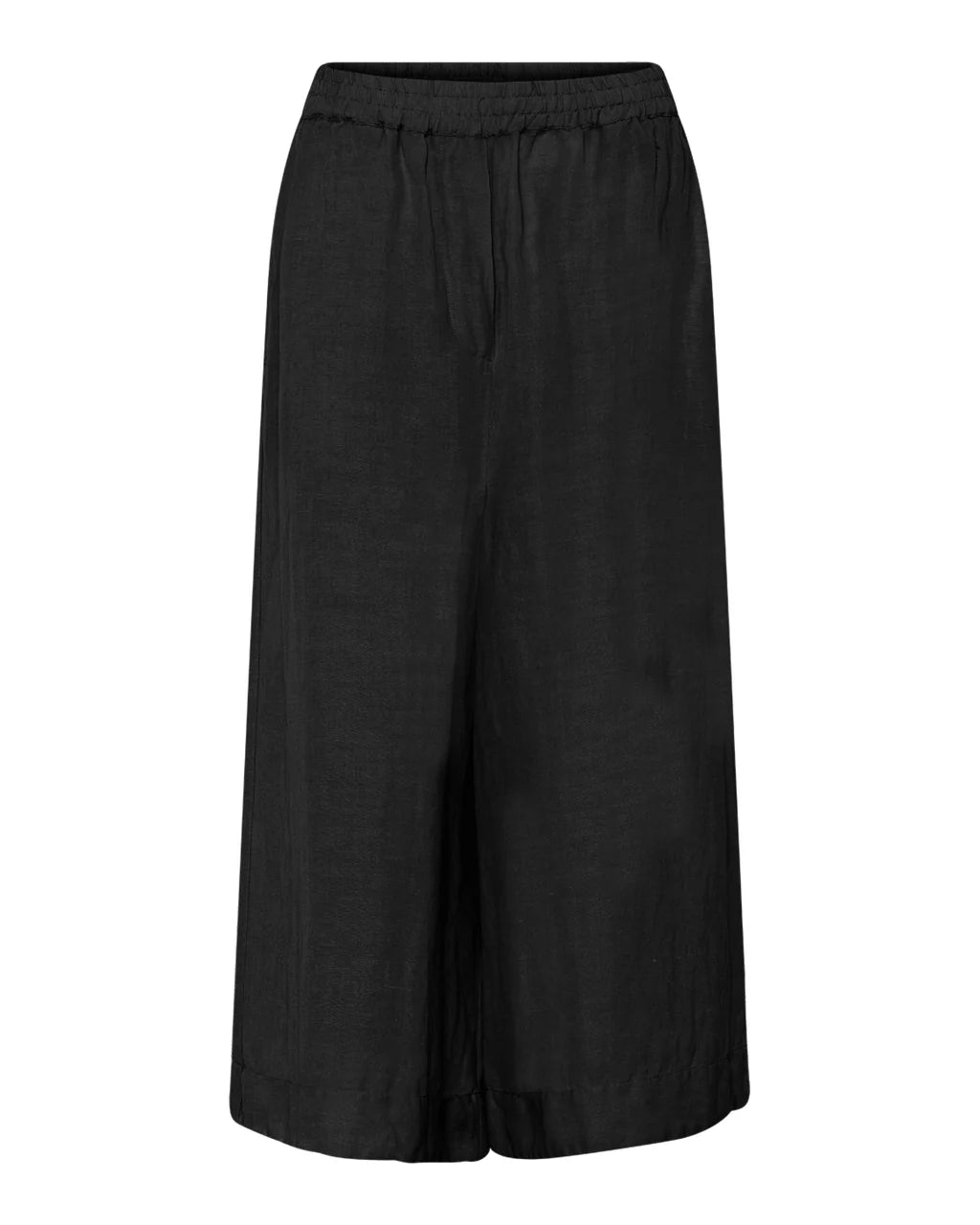 Sorte brede bukser med elastik i taljen Dejlig komfort til sommer og smuk med en rød sandal eller ballerina.