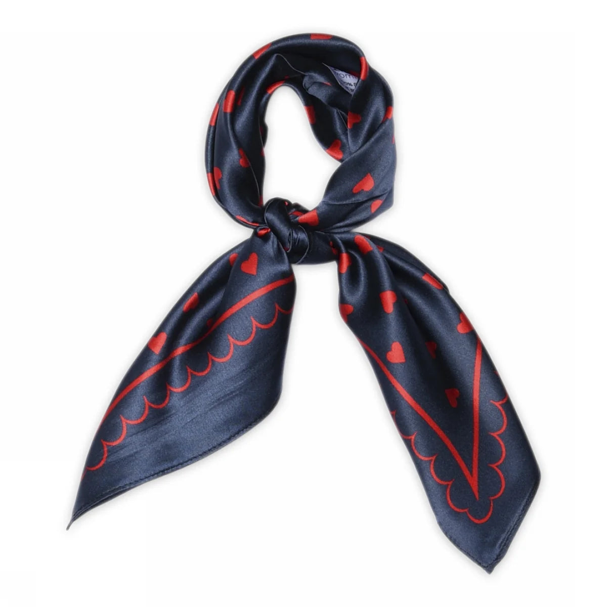 Love Small Silk Scarf fra MPWoman i navy med små hjerter, 100% silke og størrelse 52 x 52 cm.