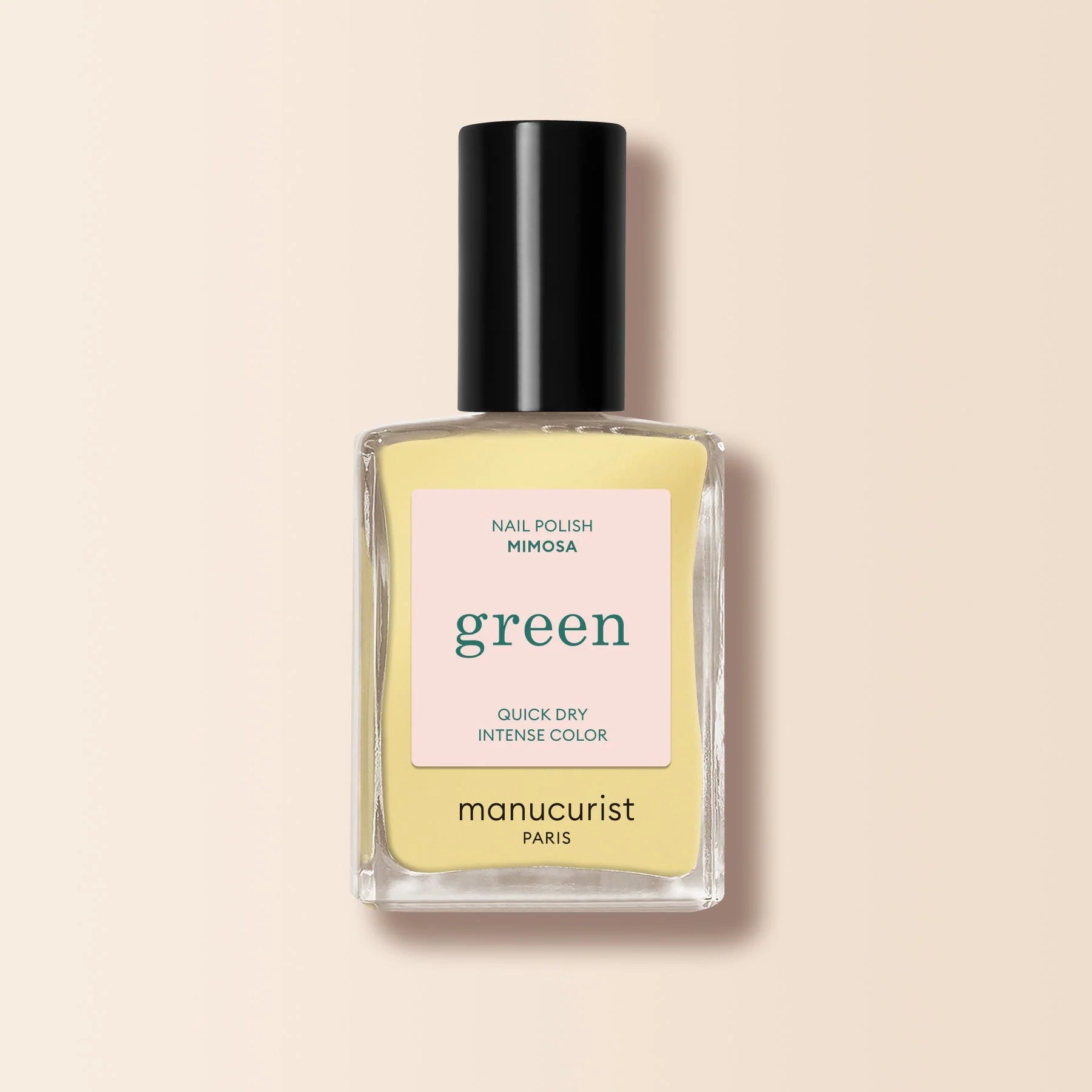 Pastelgul neglelak fra Green™-serien, tilgængelig hos butikalrum.dk – en lys og glad farve til smukke negle.