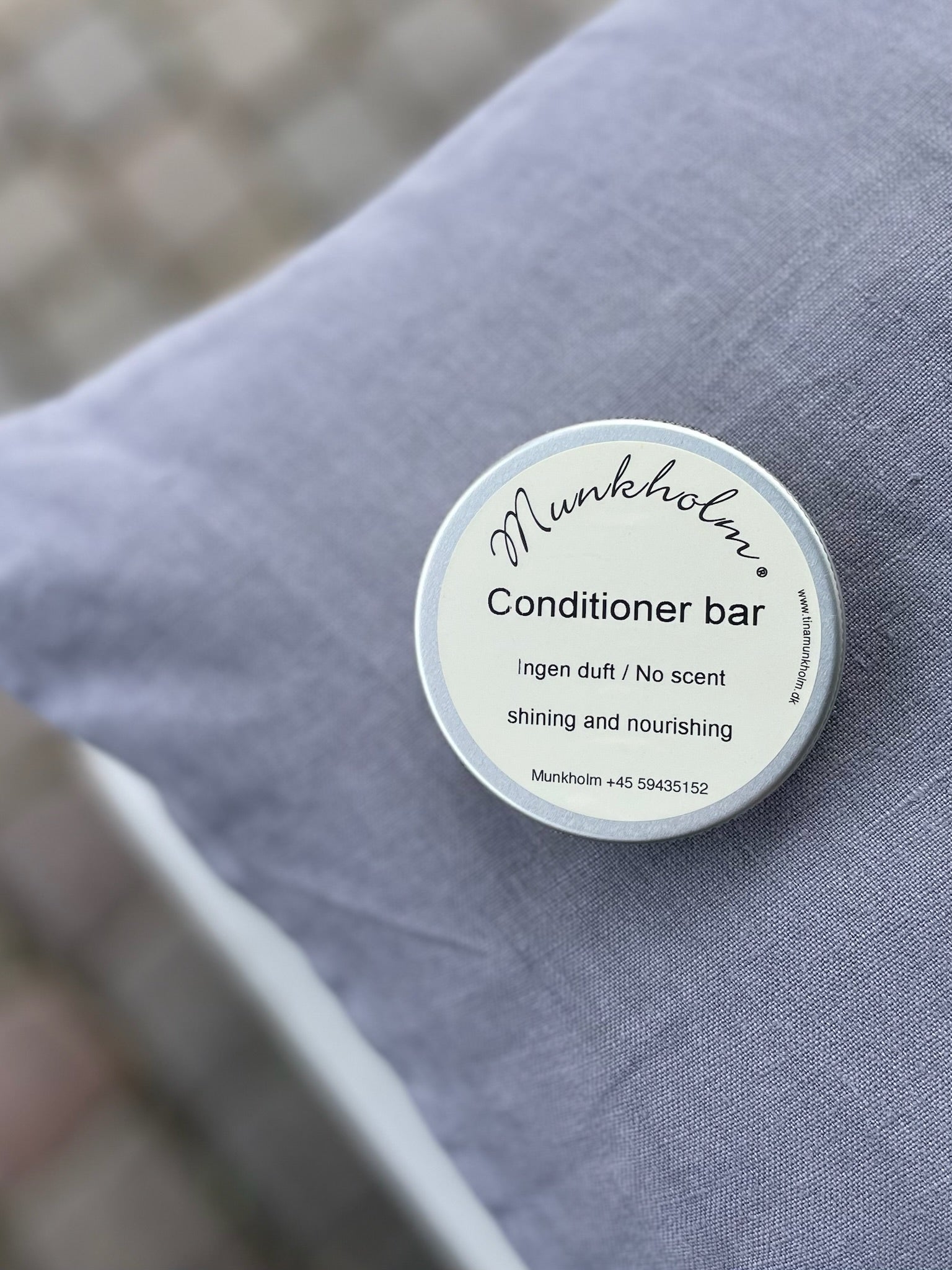 Munkholm duftfri conditioner bar – fast balsam uden parfume, velegnet til sensitiv hud.