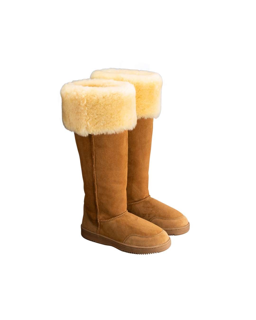 New Zealand Boots Tall Cognac - Knælang lammeskindsstøvle i cognacfarvet lammeuld