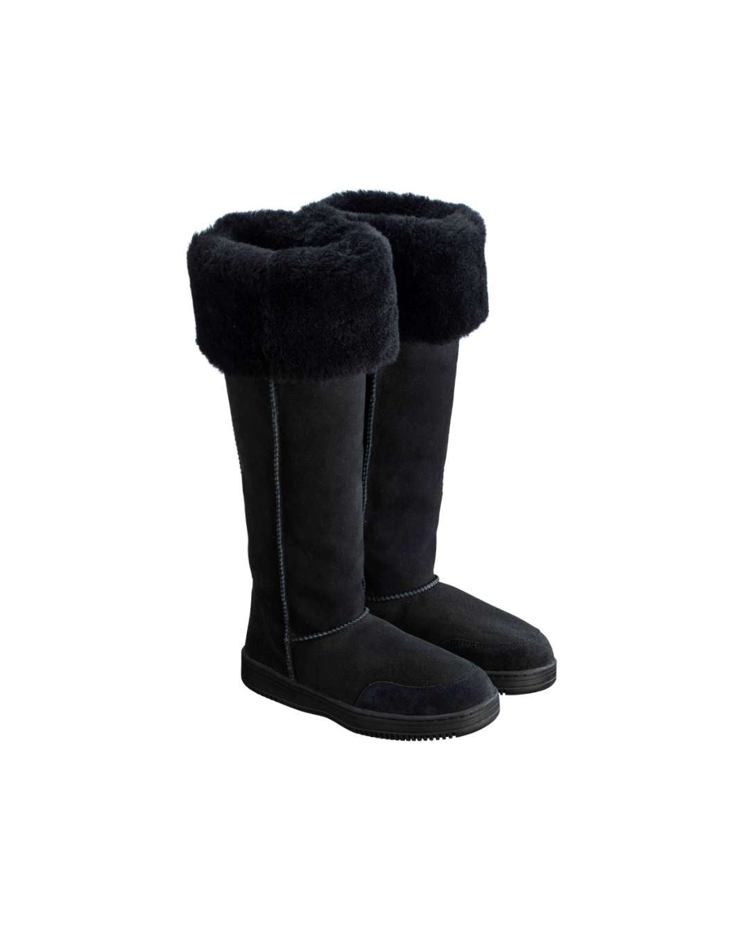New Zealand Boots Tall Sort – Knælang lammeskindsstøvle i sort lammeuld