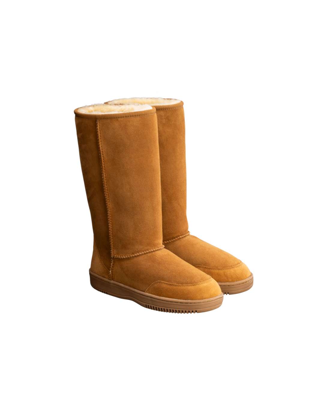 New Zealand Boots Tall Cognac – cognacfarvet lammeskinds bamsestøvle med knælangt skaft, ideel til kolde vinterdage.