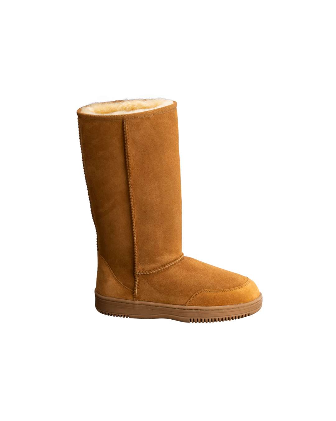New Zealand Boots Tall Cognac – cognacfarvet lammeskinds bamsestøvle med knælangt skaft, ideel til kolde vinterdage.