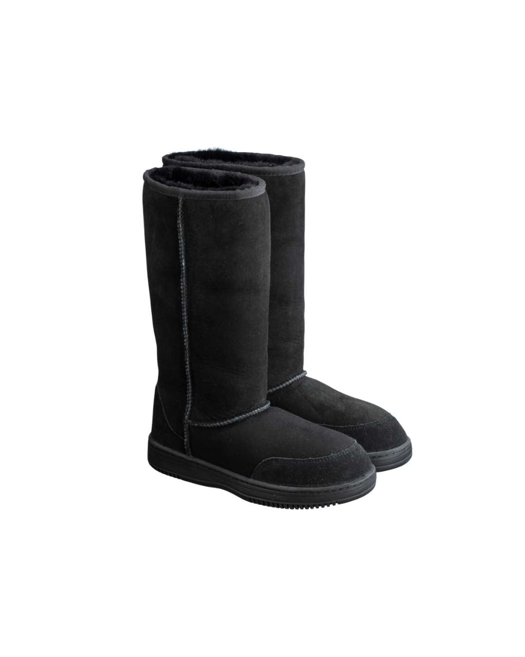 New Zealand Boots Tall Black – sort lammeskinds bamsestøvle med langt skaft og specialdesignede gummisål.