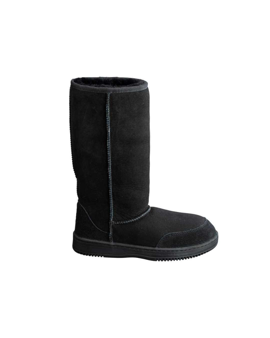 New Zealand Boots Tall Black – sort lammeskinds bamsestøvle med langt skaft og specialdesignede gummisål.