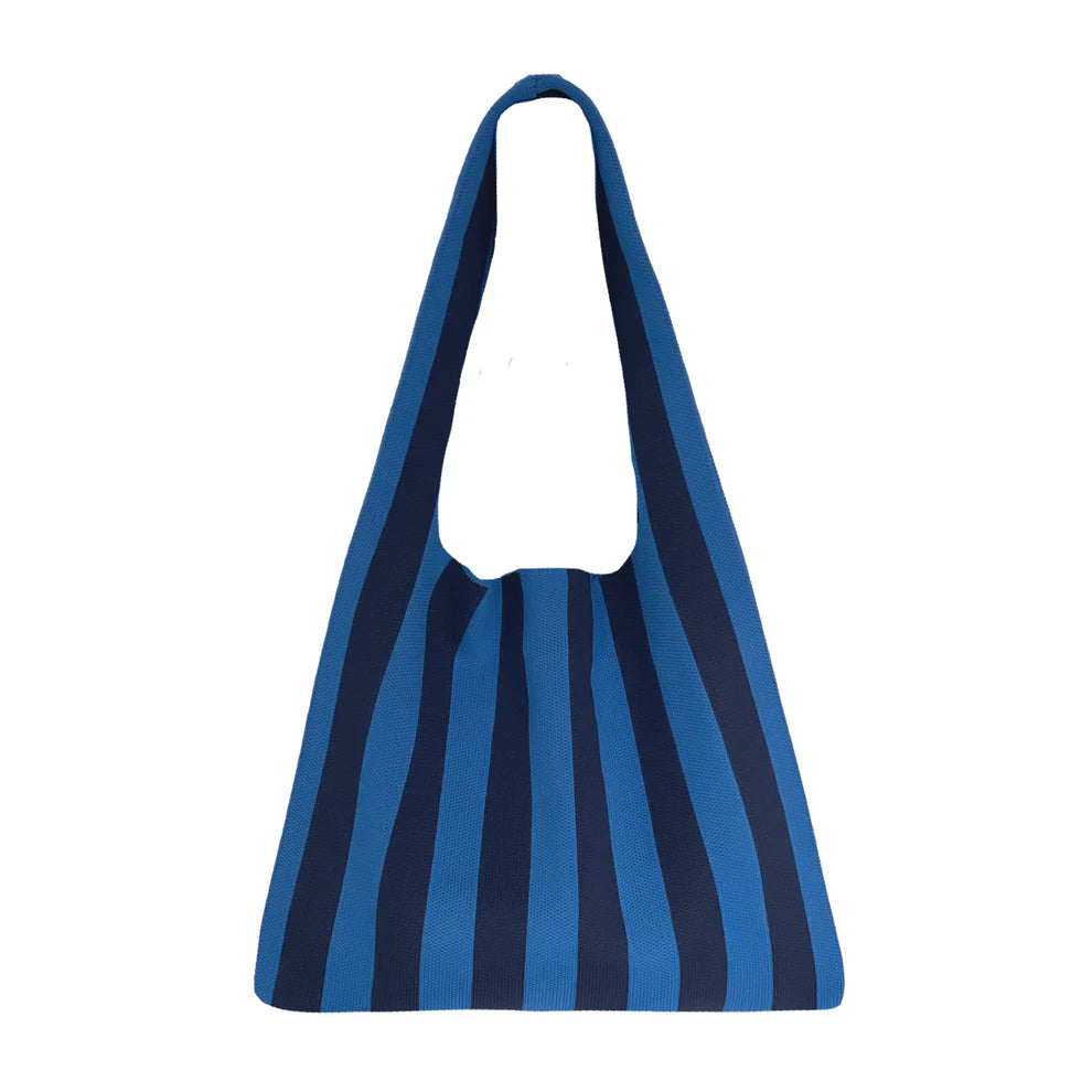 Rummelig Olivia skuldertaske i strikket kvalitet, sort/beige – køb hos butikalrum.dk