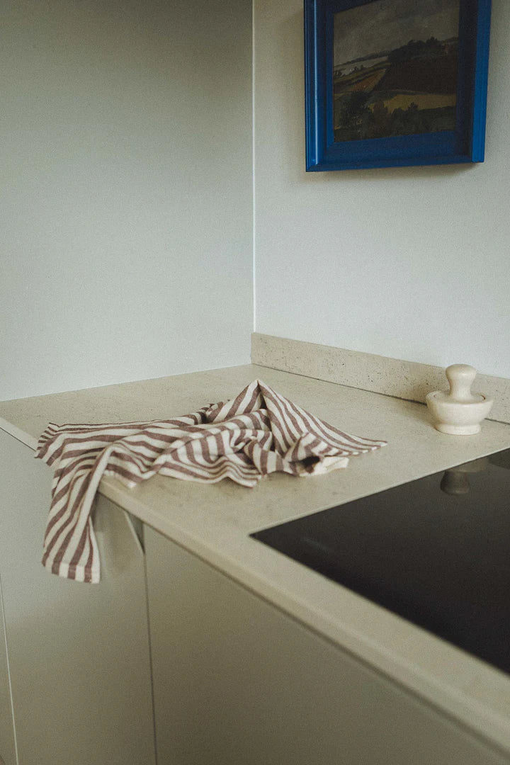 Sæt med 2 Penny viskestykker i vasket hør- og bomuldsblanding i Automne farver – sælges hos Butik Alrum på Amager.