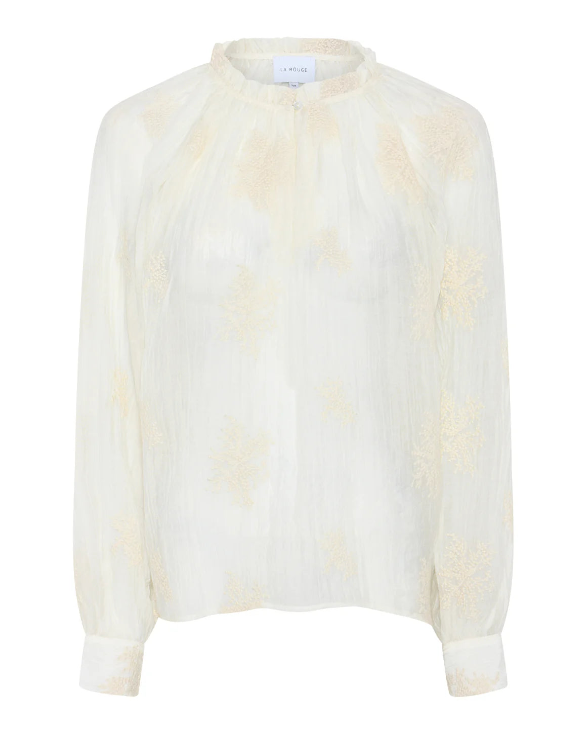 Køb Pretty Blouse – elegant sort bluse med hvide blomsterbroderier hos Butikalrum.dk