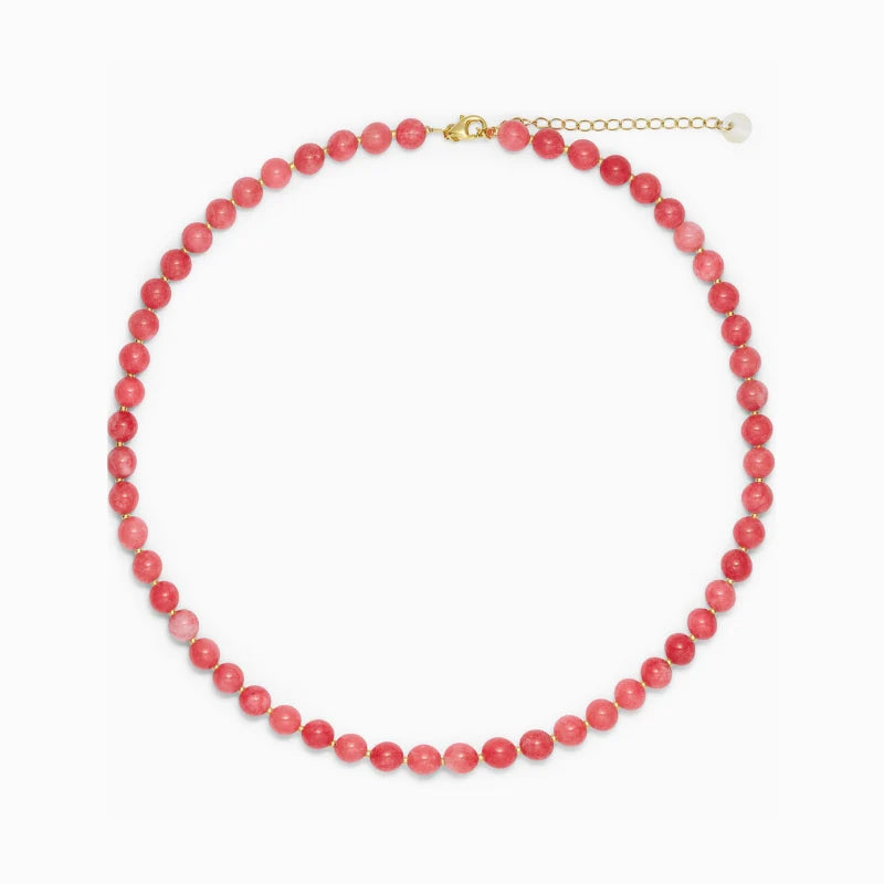 Tynd Krystal Halskæde - Redstone jade