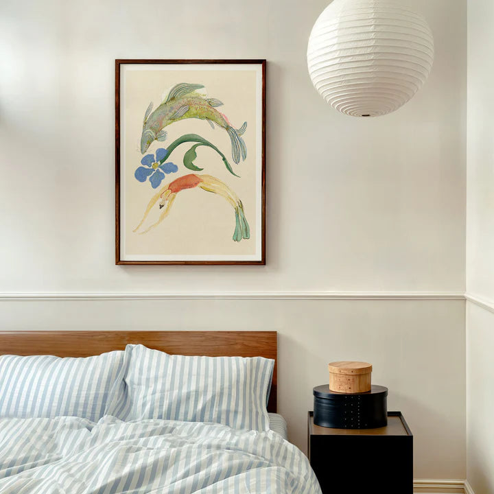 Ryujin fra Krull Studio i 230 gram mat kvalitetspapir. Plakaten forestiller en dykker, blomst og fisk.