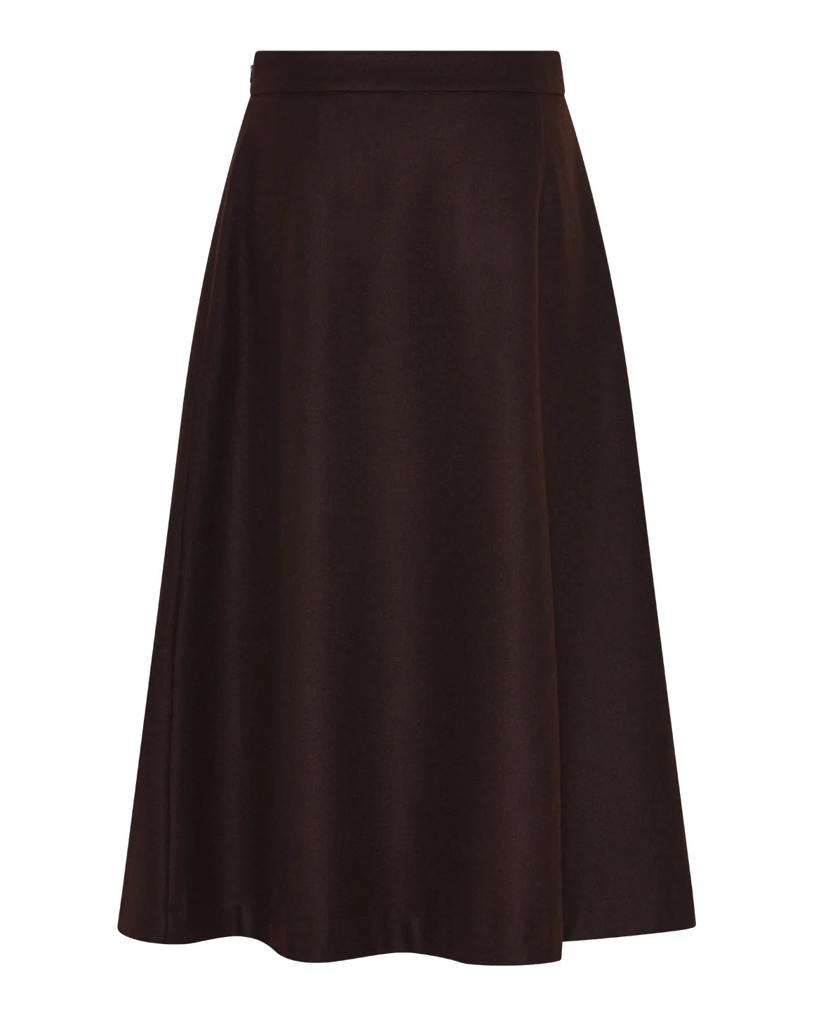 Sofie Skirt fra La Rouge i Dark Brown, elegant A-formet nederdel i en varm uldblanding – køb hos butikalrum.dk.