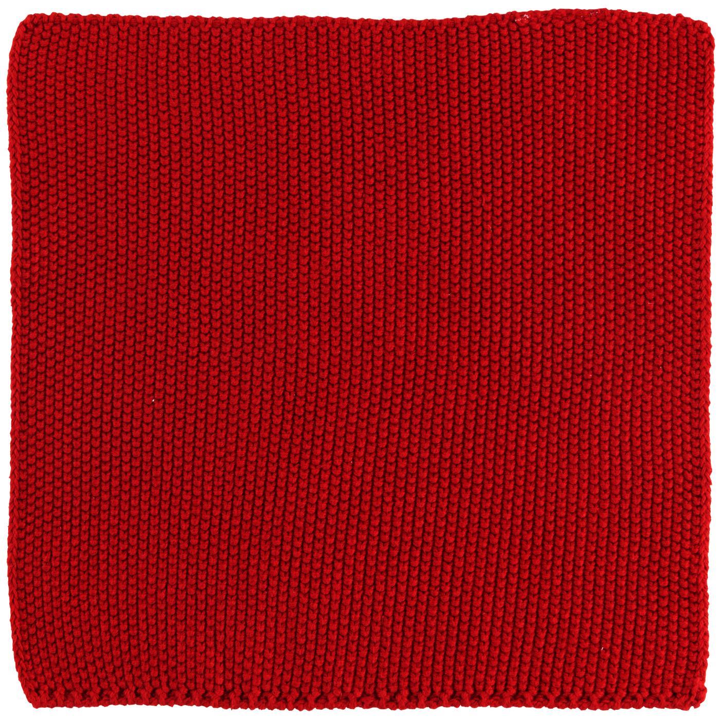 Strikket karklud i rød, 25 x 25 cm – køb hos butikalrum.dk