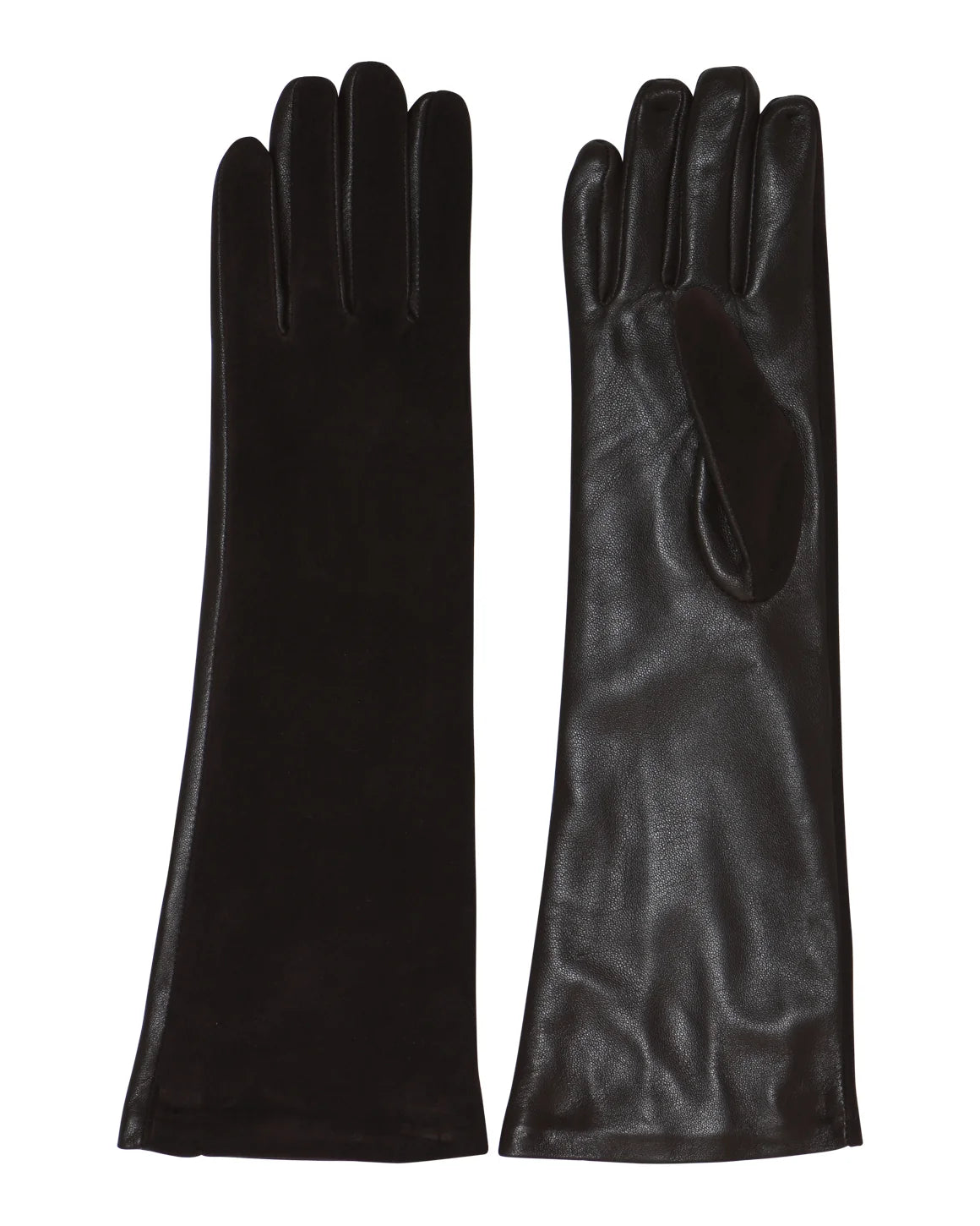 Sus Suede Long Gloves fra La Rouge i brun, lange elegante handsker i 100% ruskind – køb hos butikalrum.dk.