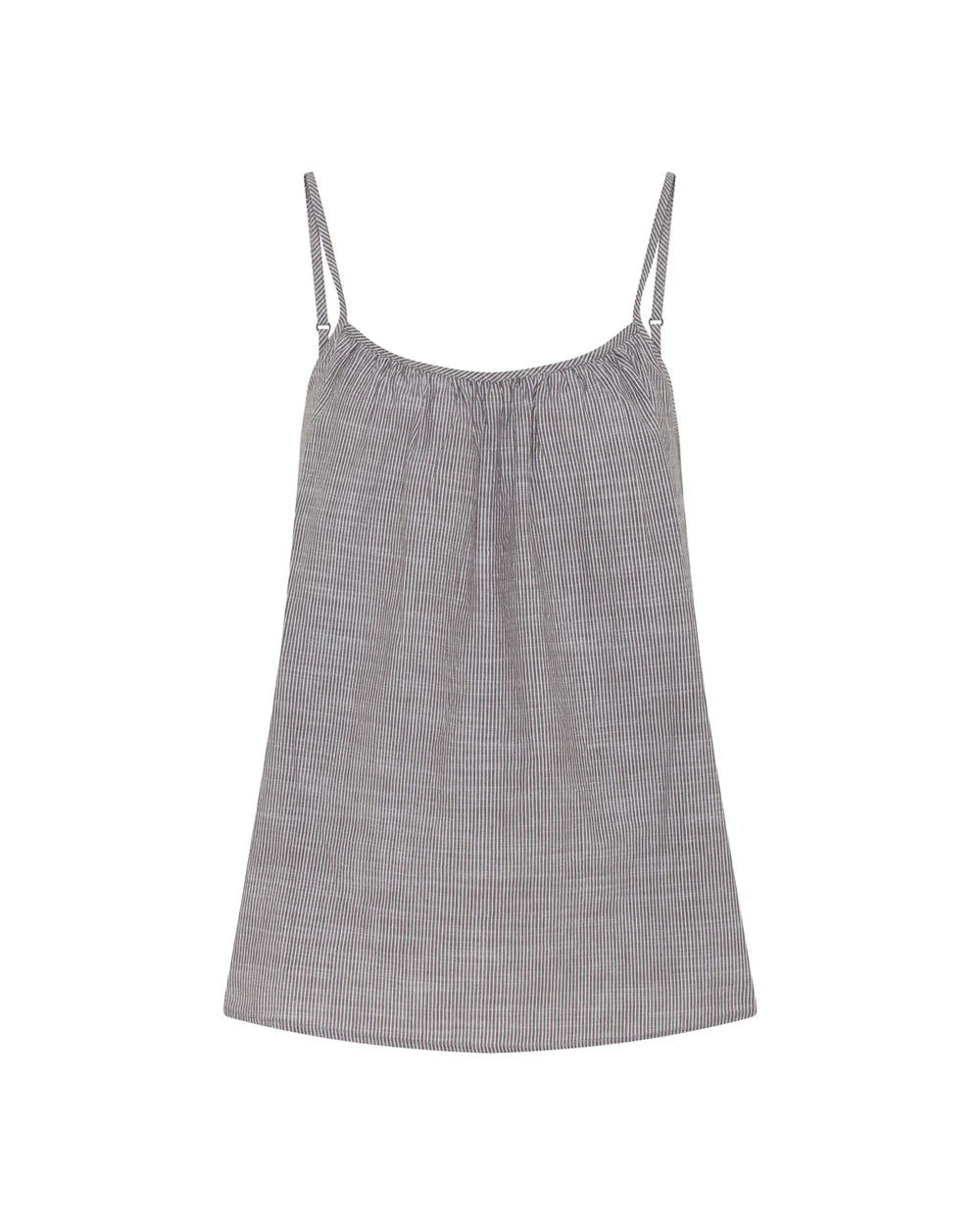 Vancouver sommertop fra Frau i Coffee Quartz Stripes med justerbare stropper og snøre i ryggen | Køb hos butikalrum.dk
