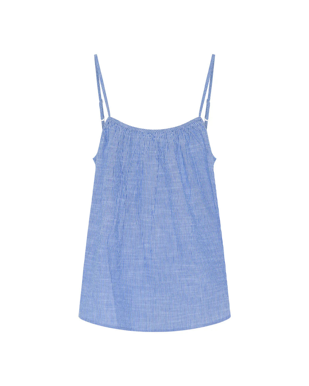 Vancouver sommertop fra Frau i Medium Blue Stripes med justerbare stropper og snøre i ryggen | Køb hos butikalrum.dk