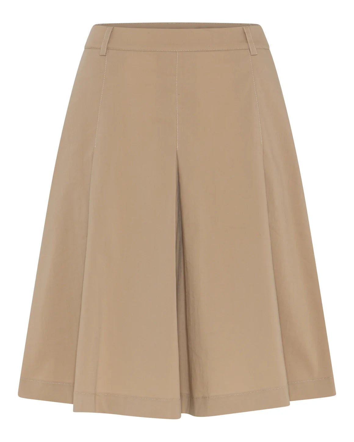 Vilma Plissé Skirt i Dark Sand med elegante plisser foran og bagpå og bæltestropper i linningen – køb hos butikalrum.dk.