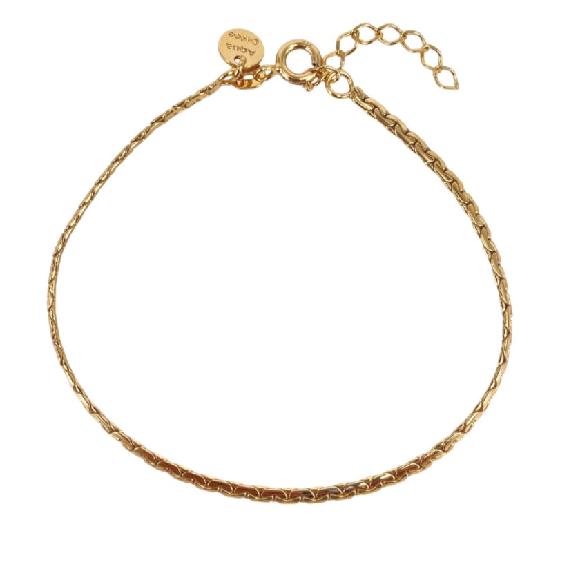 Aqua Dulce armbånd i forgyldt sølv med fladt cobra-mønster – 17+3 cm