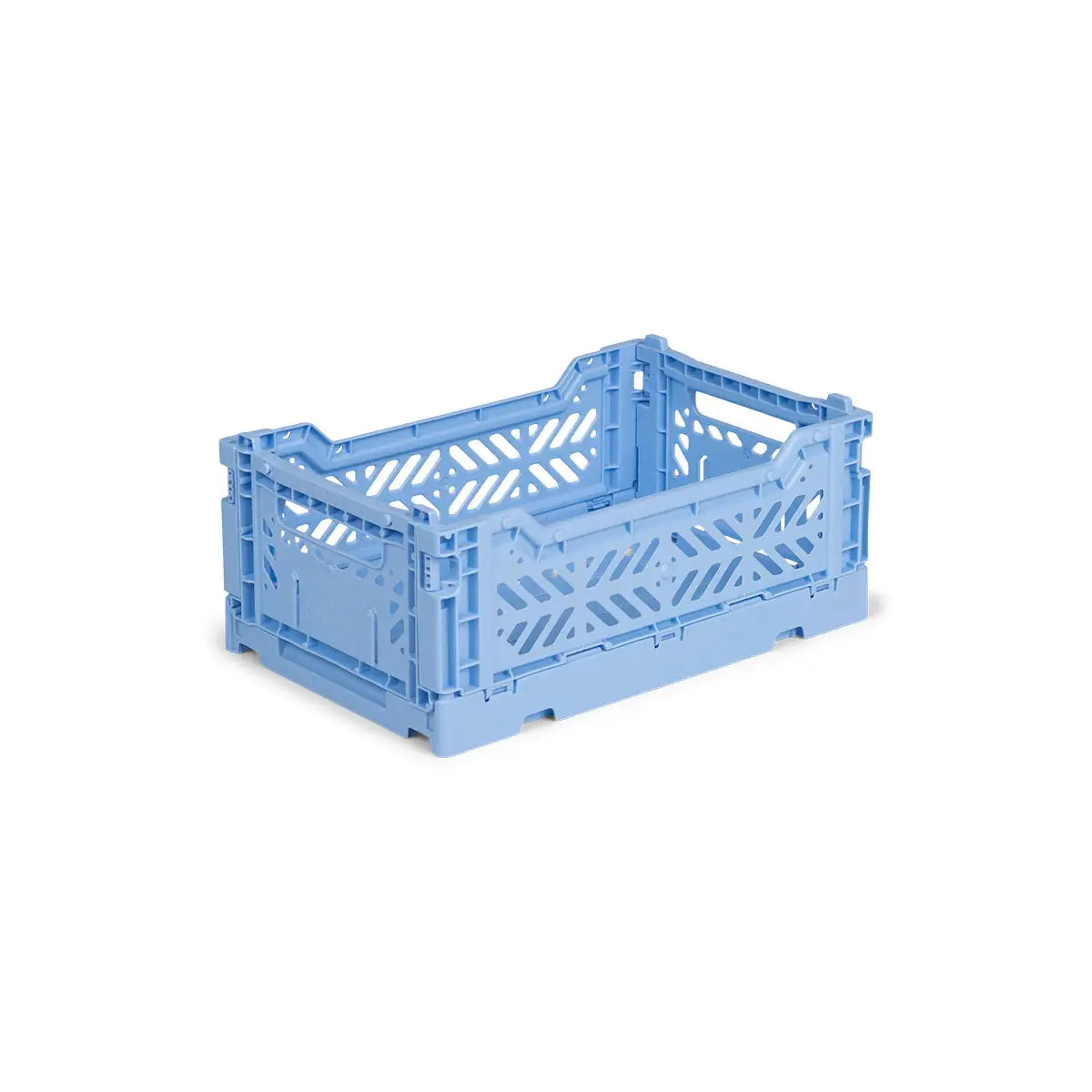 Aykasa Mini foldekasse i Baby Blue, lille sammenklappelig og stabelbar opbevaringskasse, 27 x 17 x 11 cm – køb hos butikalrum.dk.